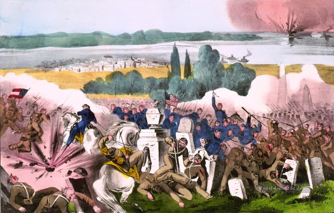 Currier Ives die Schlacht von Baton Rouge La 4 August 1862 Seeschlachten Ölgemälde